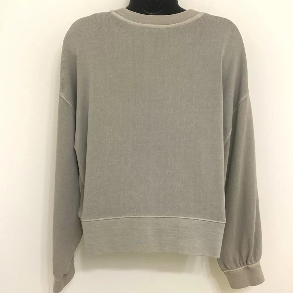 Rails Erin Cropped Ribbed Henley Sweatshirt Small - Picture 4 of 5